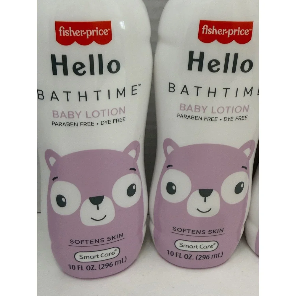 Fisher-Price Hello Bathtime Baby Lotion Paraben Dye Free 10oz 4 Pack Lot